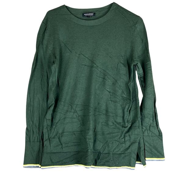 Banana Republic Womens Sweater Green 100% Extra Fine Merino Wool Long Sleeve M - Picture 1 of 12